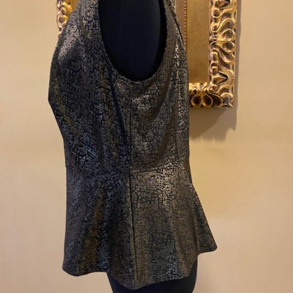 ALFANI WOMEN'S 2X NYE OR DRESSY GOLD AND BLACK TOP w/PEPLUM - Picture 7 of 8
